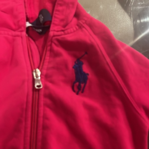 Ralph Lauren size 4t pink with blue strip hooded zip up sweatshirt - Picture 2 of 6